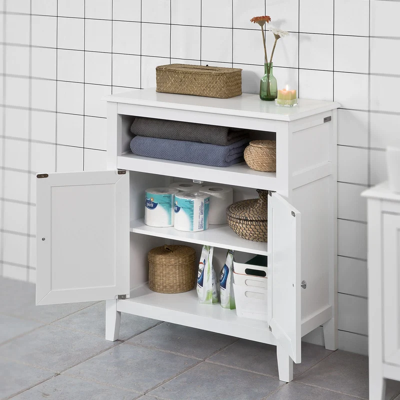 sebuyfr.comG204-W Meuble Bas de Salle de Bain Armoire Toilette Buffet commode – Blanc