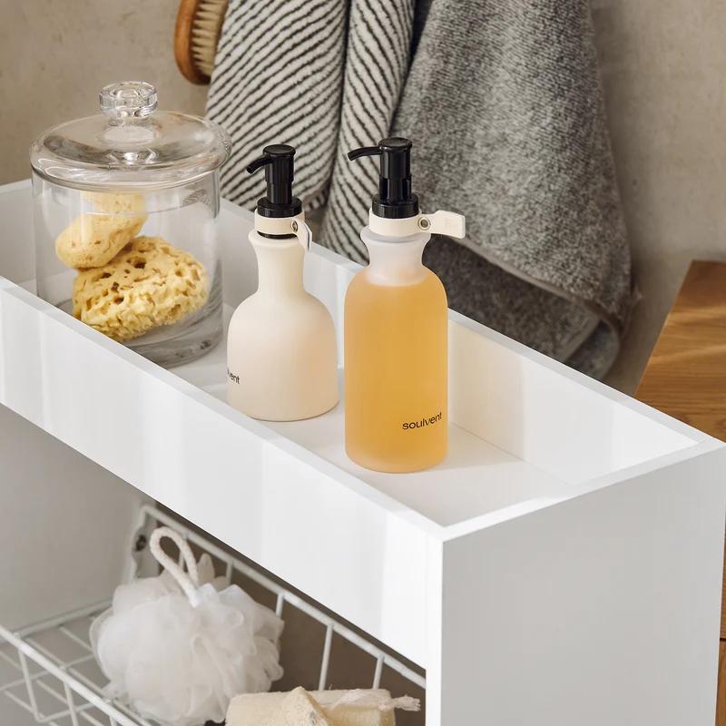 SoBuy BZR46-W Chariot de Rangement Mobile sur 3 Niveaux Étagère de Niche à Roulettes en Bois et métal