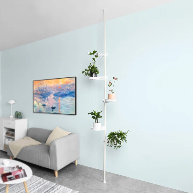 SoBuy KLS09-W Support de Pot Fleurs Téléscopique en Métal Étagère Support Plante