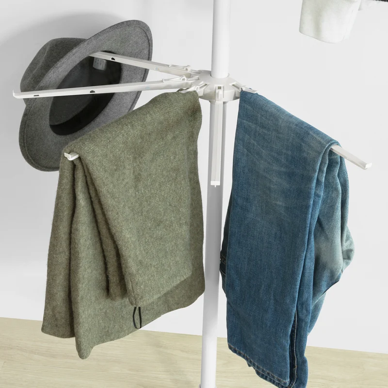 SoBuy KLS08-W Séchoir à Linge Téléscopique Étendoir Pliable Porte-Manteau avec Hauteur Réglable