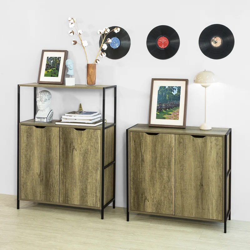 SoBuy FSB38-T Buffet Commode Meuble de Rangement Armoire avec Placard et Etagères