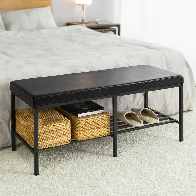 SoBuy FSR93-SCH Banc de Rangement à Chaussures Meuble avec Assise Tabouret en Similicuir