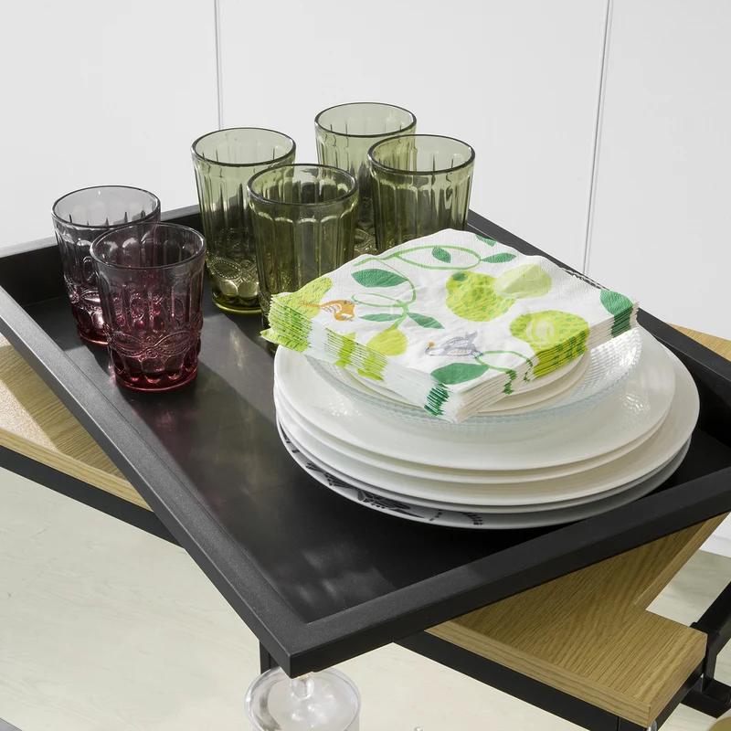 SoBuy SVW13-SCH Chariot de Rangement à l'île de Cuisine avec 2 Plateaux Amovibles et 3 Crochets