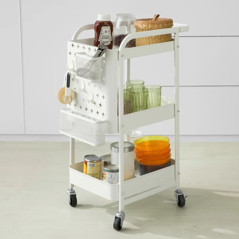SoBuy SVW10-W Chariot de Rangement Desserte à Roulettes avec Poignée Mobile à Etagères en Métal