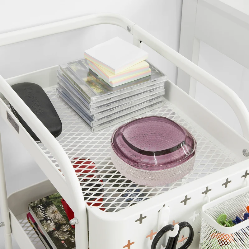 SoBuy SVW10-W Chariot de Rangement Desserte à Roulettes avec Poignée Mobile à Etagères en Métal