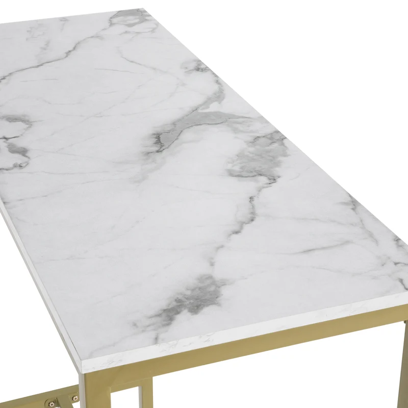 SoBuy FSB34-G Table de Bar Effet Marbre Table Haute de Bar Table à Manger Mange-Doré
