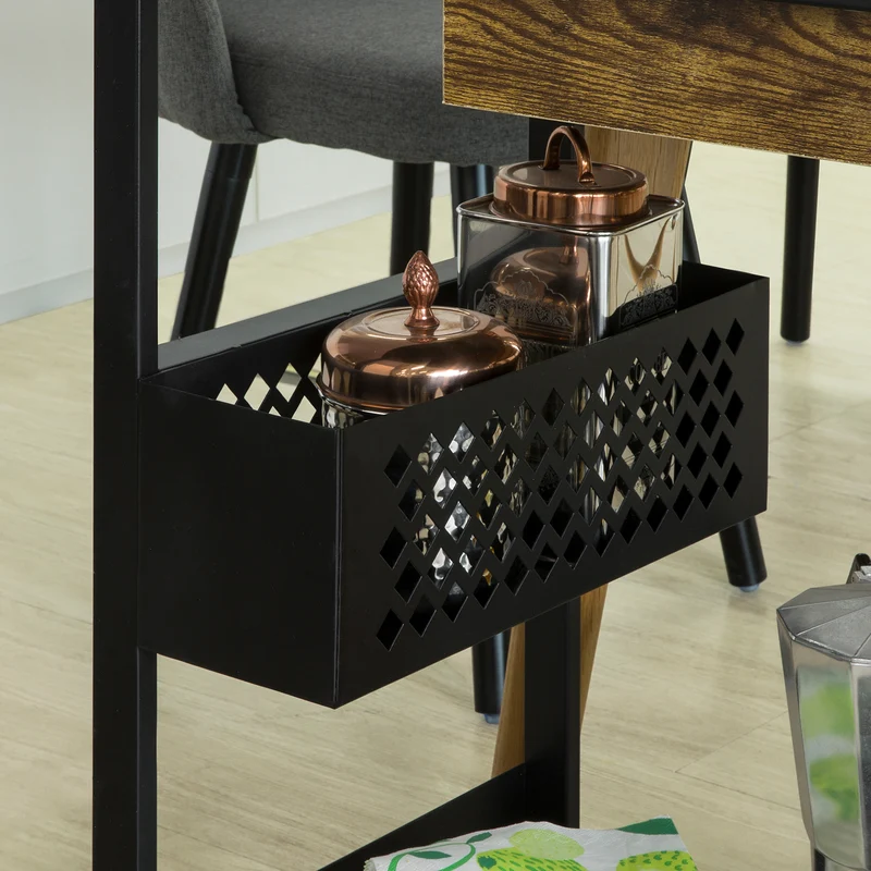 SoBuy SVW07-SCH Chariot de Bar Desserte à roulettes Chariot de Service Cuisine Commode Roulant