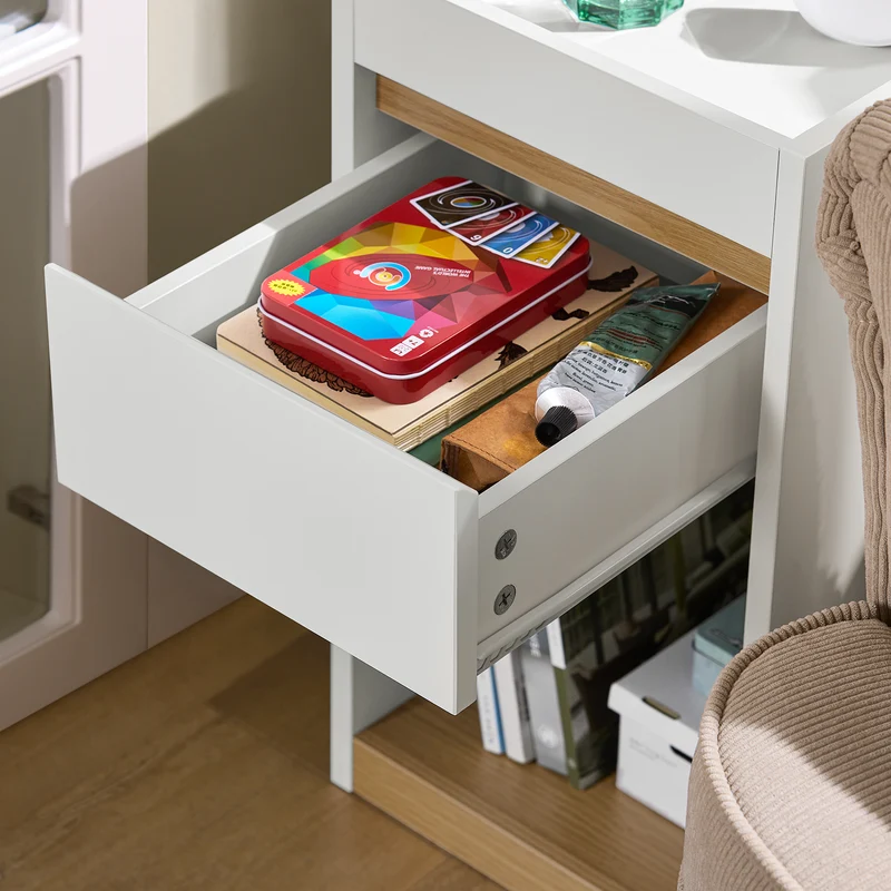 SoBuy FBT137-W Table de Chevet avec tiroir Table de Nuit Bout de canapé Table d'appoint Table Téléphone Table de Café