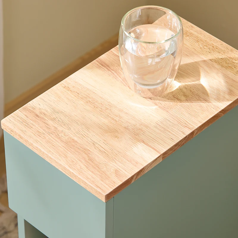 SoBuy FBT111-GR Table de Chevet Ultra-Fine avec Tiroir et Étagère – L20×P35×H60 cm, Charge max. 20 kg, MDF/PB E1, Vert