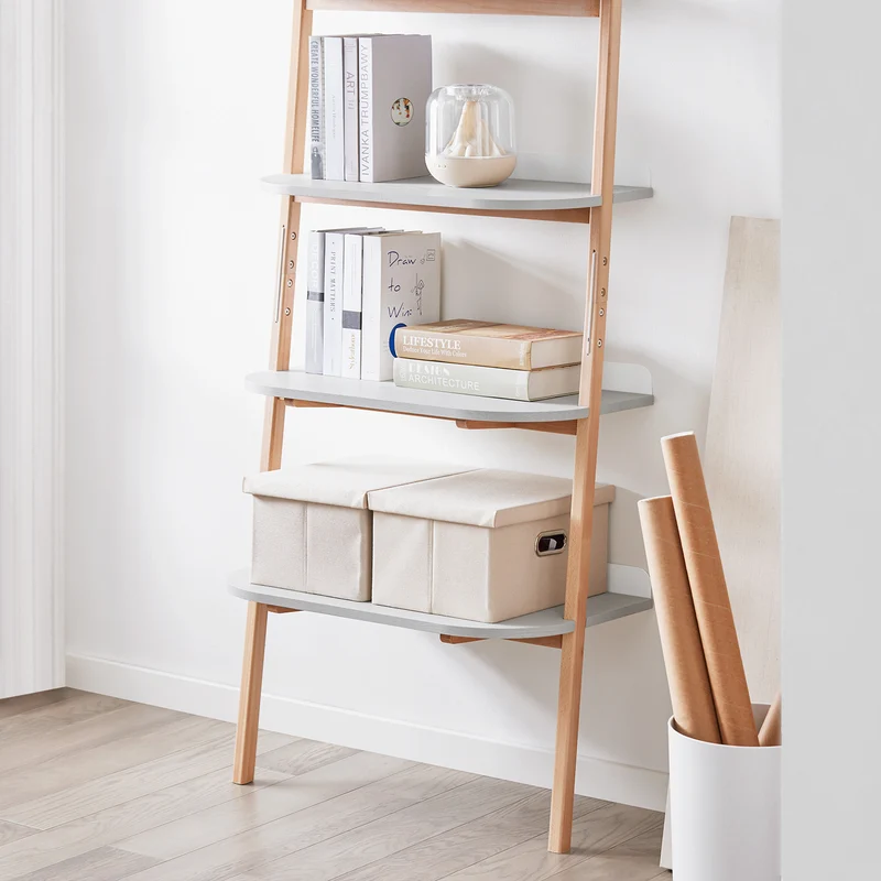 SoBuy HSTR02-HG Bibliothèque avec 4 Niveaux, pour Salon et Chambre, Rangement Optimisé, Design Fonctionnel, Usage Quotidien, Pratique – L65×P39×H169 cm, Gris