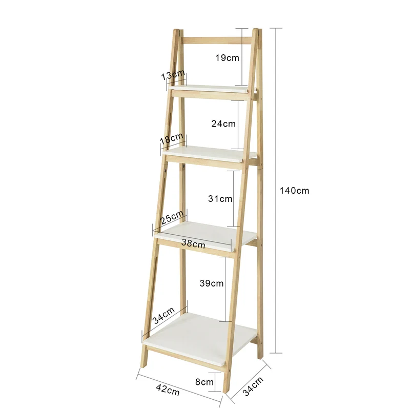 sobuyes.shopG162-N Étagère Pliable Style échelle Étagère pour Salle de Bain, Bureau, Salon, etc. avec 4 Niveaux de Rangement