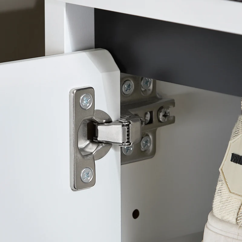 SoBuy FSR176-W Banc de Rangement, Banc à Chaussures, avec 1 Coussin Rembourré, 2 Tiroirs et 2 Portes pour Entrée
