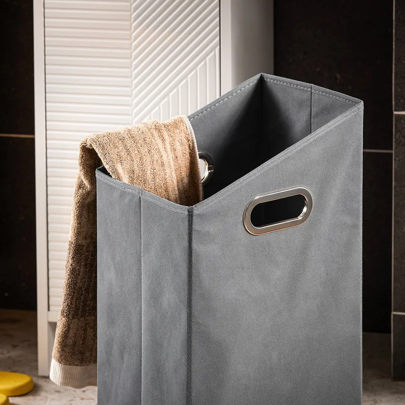 SoBuy BZR154-W Petit Meuble Salle de Bain avec Panier à Linge – Meuble WC Rangement 30x30x87 cm avec Porte Abattante, Design Moderne Blanc, Idéal pour Buanderie