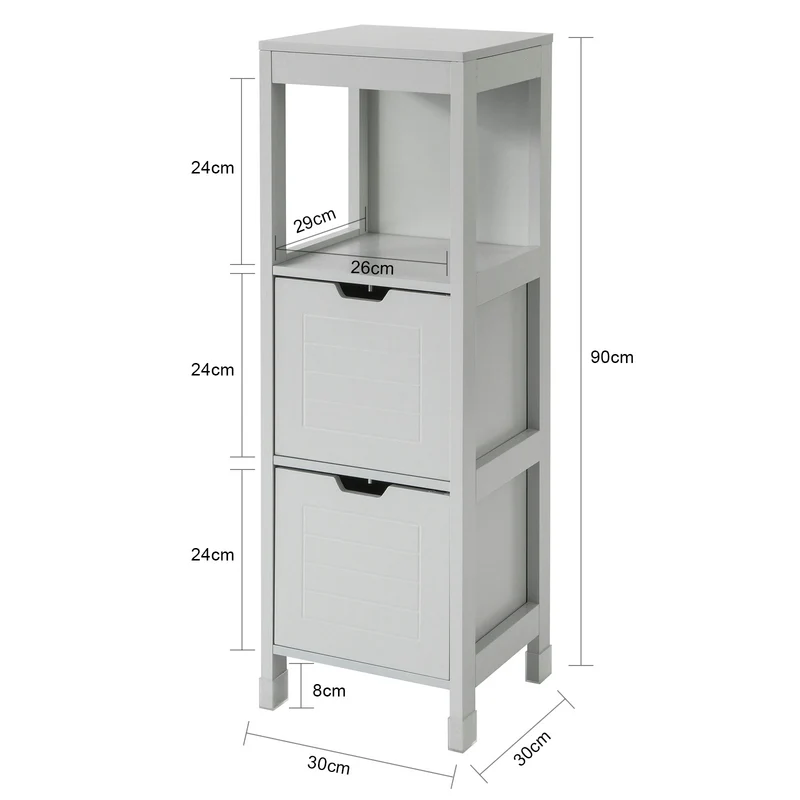 sebuyfr.comG127-HG Meuble Demi-Colonne Meuble Bas de Salle de Bain Armoire Toilette-Gris Clair