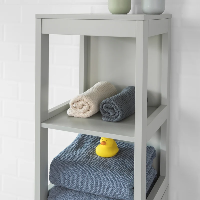 SoBuy FRG126-HG Meuble Colonne de Salle de Bain Armoire Haute – 4 étagères et 2 tiroirs -Gris Clair