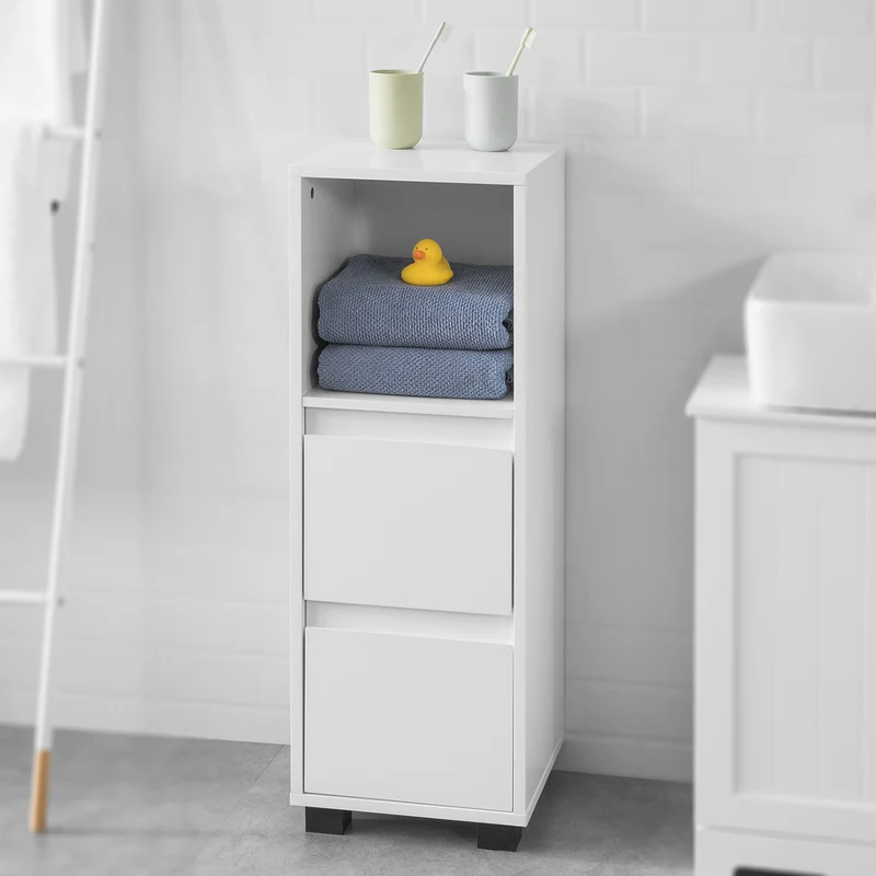 SoBuy BZR30-W Meuble Demi-Colonne Meuble Bas de Salle de Bain Armoire Commode Toilette Armoire de Salle de Bain avec tiroirs
