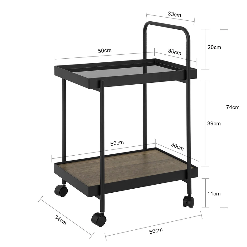 SoBuy FKW91-SCH Chariot de Service Desserte à roulettes Chariot Commode Roulant