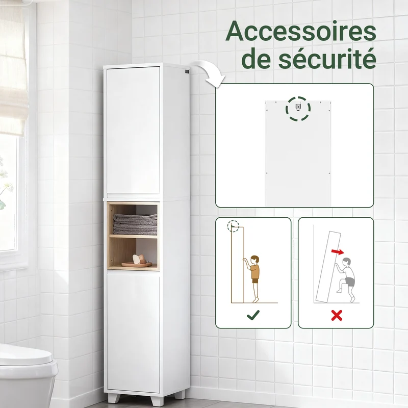 SoBuy BZR147-W Colonne de Salle de Bain 170 cm – Blanc