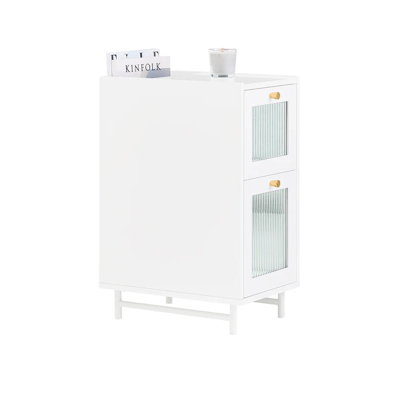 SoBuy FBT139-W Bout de canapé avec 2 tiroirs Table de Nuit Table de Chevet Table d'appoint Table Téléphone