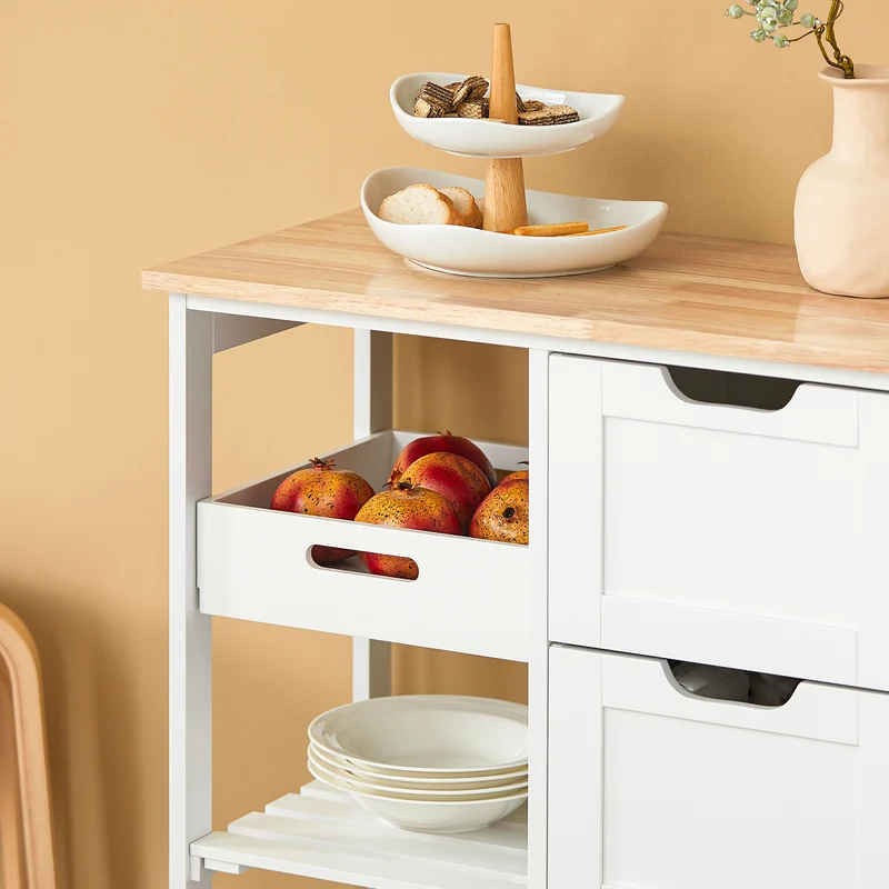 SoBuy FKW79-W Desserte Cuisine avec Roulettes et 3 Tiroirs, Mobile, pour Cuisine et Salle à Manger, Rangement Optimisé, Usage Quotidien – L68×P38×H85 cm, Blanc