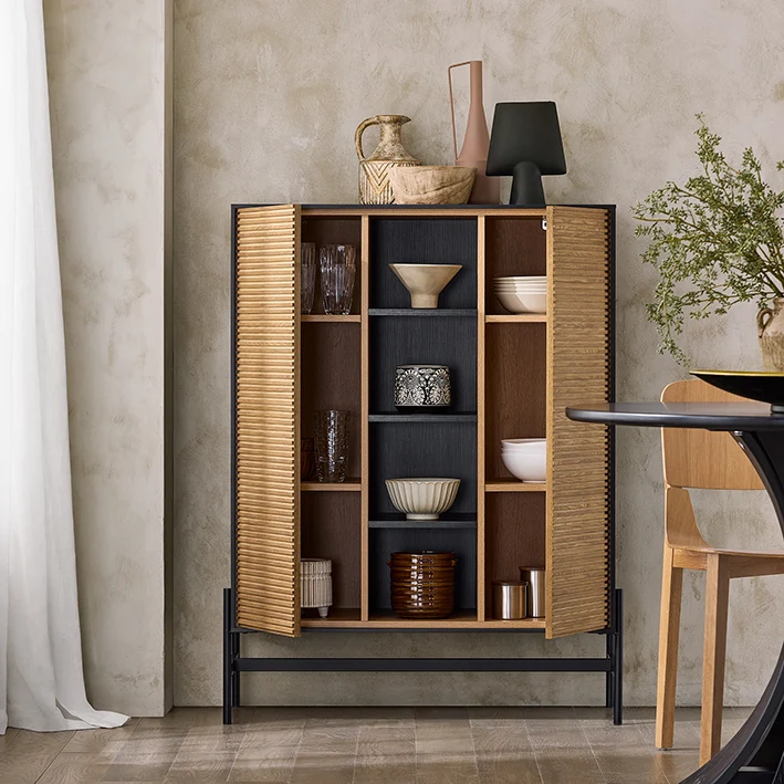 SoBuy HFSB04-SCH Buffet Commode Armoire de Rangement 92 x 40 x 119 cm, Noir Naturel