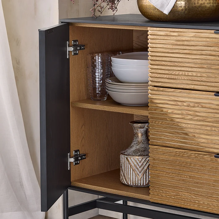 SoBuy HFSB02-SCH Buffet Bas, Commode Armoire de Rangement, Buffet Bahut, 114x40x83cm