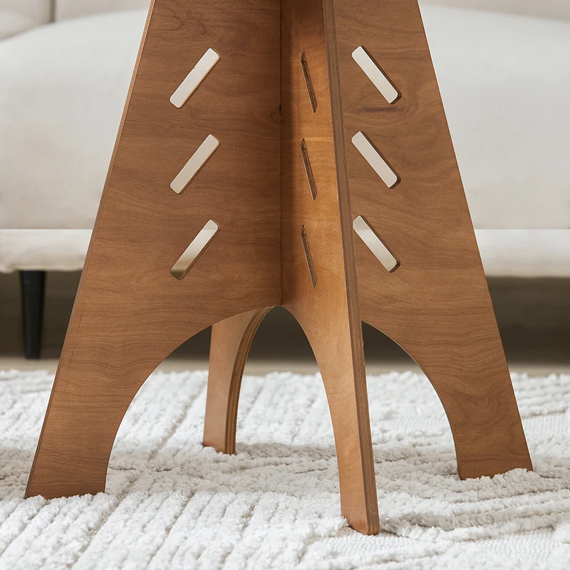 SoBuy HFBT01-BR Table d'appoint Ronde en Bois Table Basse Ronde Table de Nuit Table de Chevet Bouts de Canapé en Tenons et Mortaises