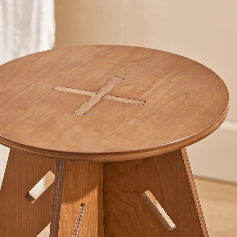 SoBuy HFBT01-K-BR Table d'appoint Ronde en Bois Table Basse Ronde Table de Nuit Table de Chevet Bouts de Canapé Marron en Tenons et Mortaises
