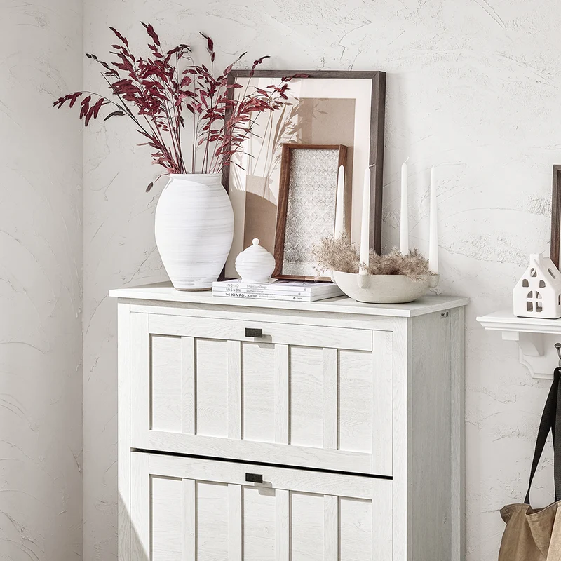 SoBuy FSR162-W Meuble à Chaussures Ultra-Slim Gain de Place – Idéal pour Entrée Étroite – Blanc