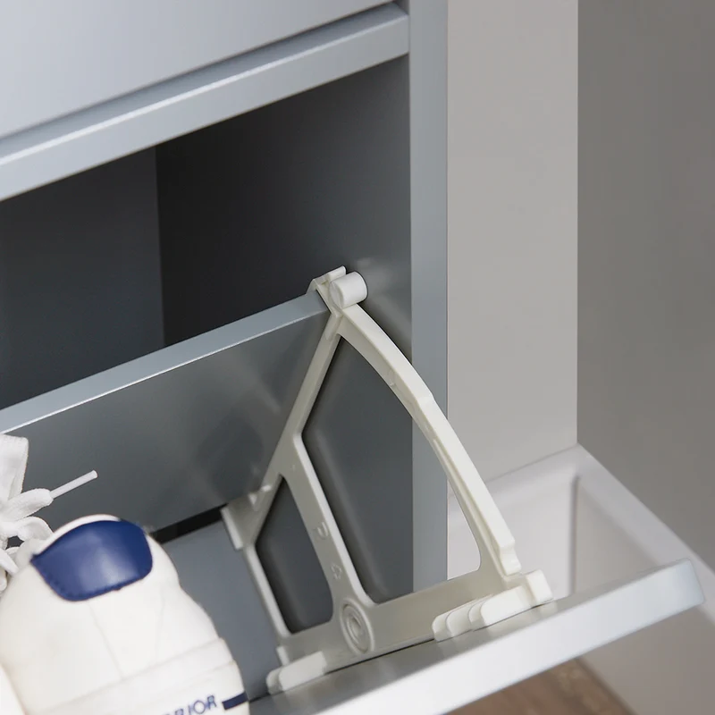 SoBuy FSR151-HG Armoire à Chaussures 2 Abattants Ultra-Slim 19cm, Rangement Compact pour Entrée Couloir – 50x19x91 cm, Gris