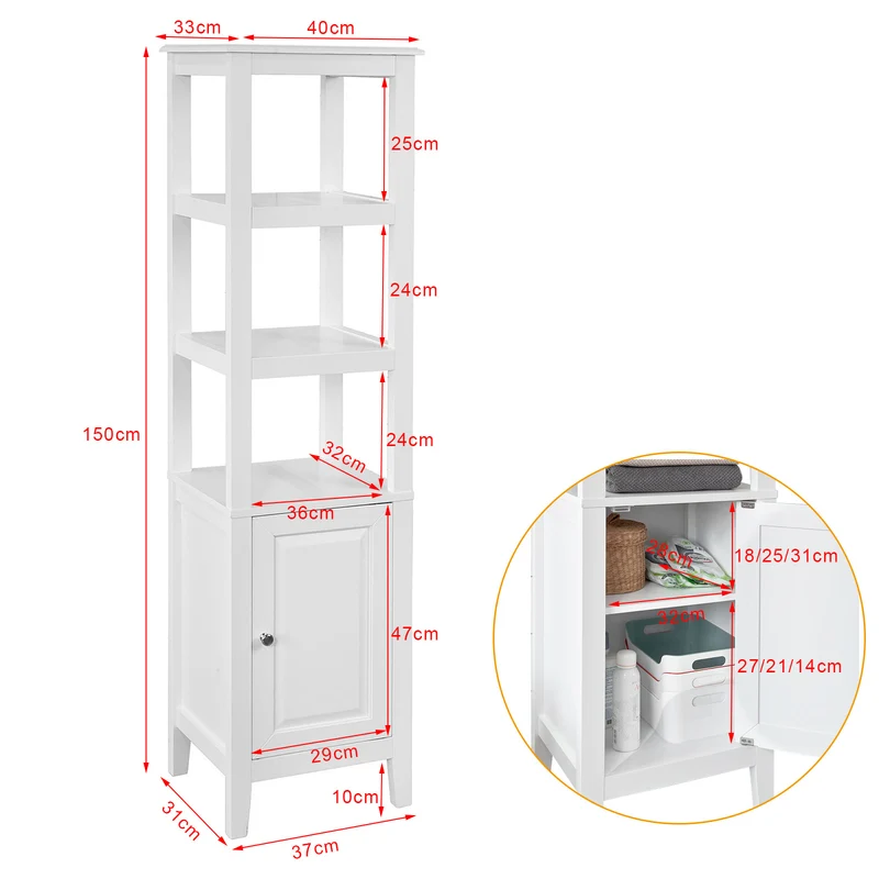 sebuyfr.comG205-W Meuble Colonne de Salle de Bain Armoire Toilette haute – Blanc