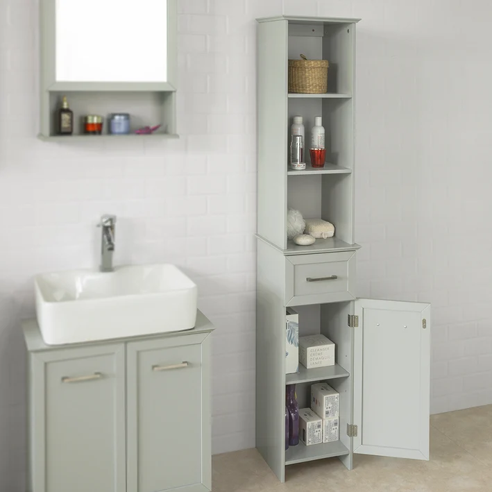 SoBuy BZR09-HG Meuble Colonne de Salle de Bain Armoire Haute Meuble Rangement