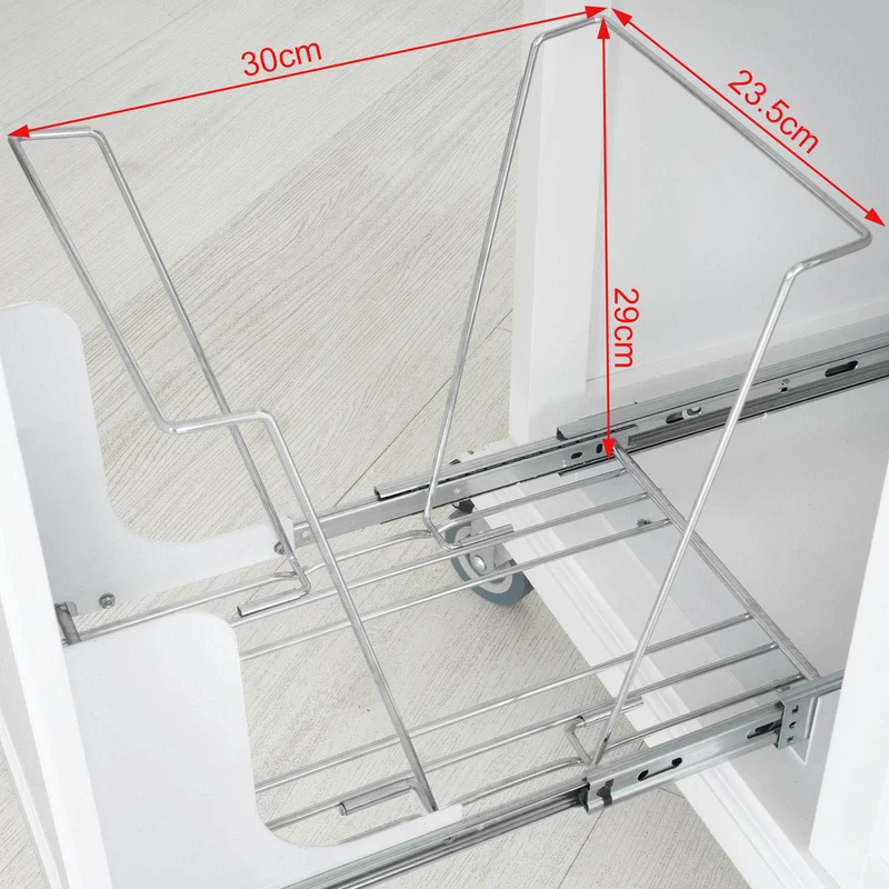 SoBuy FKW33-W Desserte de Cuisine à Roulettes XXL avec Plan de Travail INOX, 3 Tiroirs et Système de Tri des Déchets, Charge 50 kg – 133x48x95 cm, Blanc
