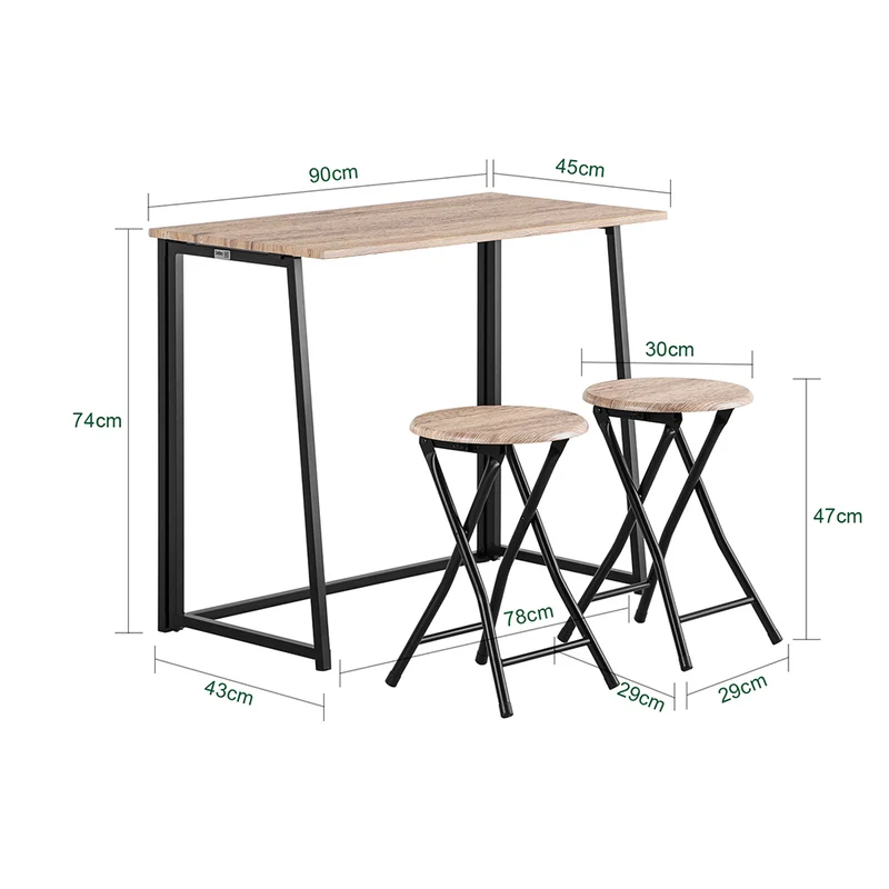 SoBuy OGT18-N Set de 1 Table + 2 Chaises Table à Manger Table de Cuisine
