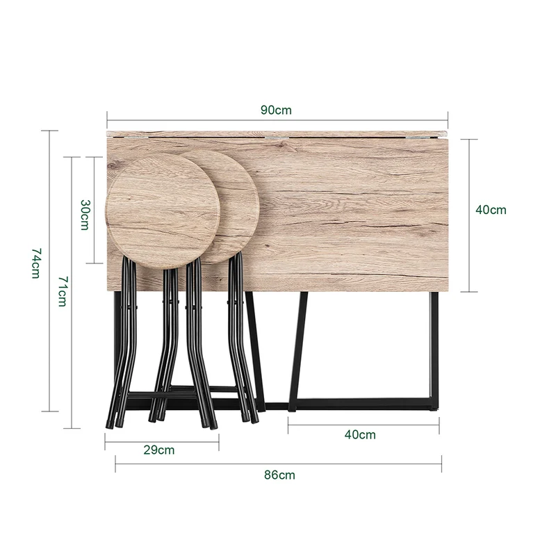 SoBuy OGT18-N Set de 1 Table + 2 Chaises Table à Manger Table de Cuisine