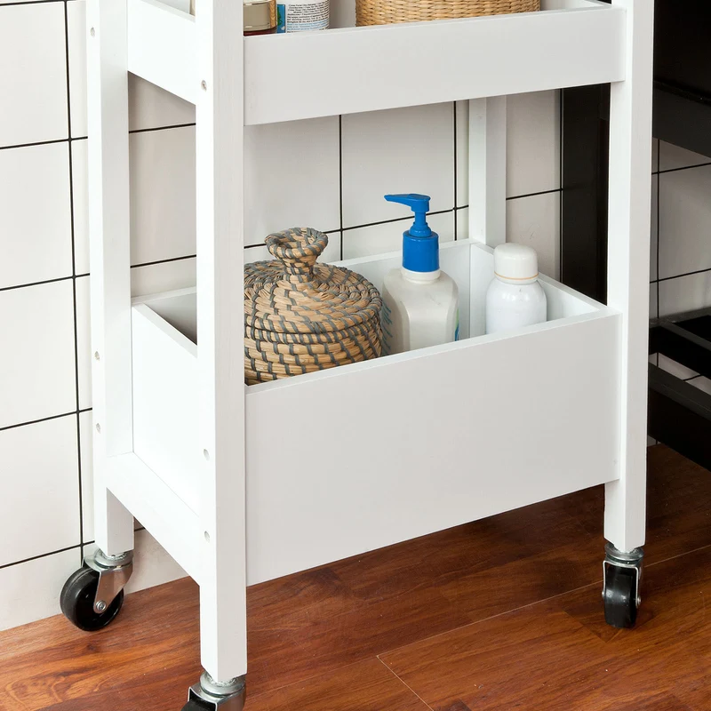 SoBuy FKW49-W Tour de rangement Desserte Chariot de stockage en bois