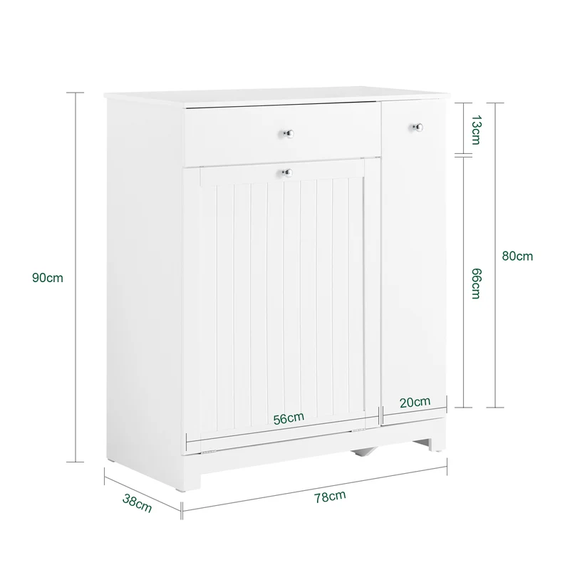 SoBuy BZR214-W Colonne Salle de Bain avec Panier à Linge et 1 Tiroir, pour Salle de Bain et WC, Rangement Optimisé, Design Fonctionnel – L78×P38×H90 cm, Blanc