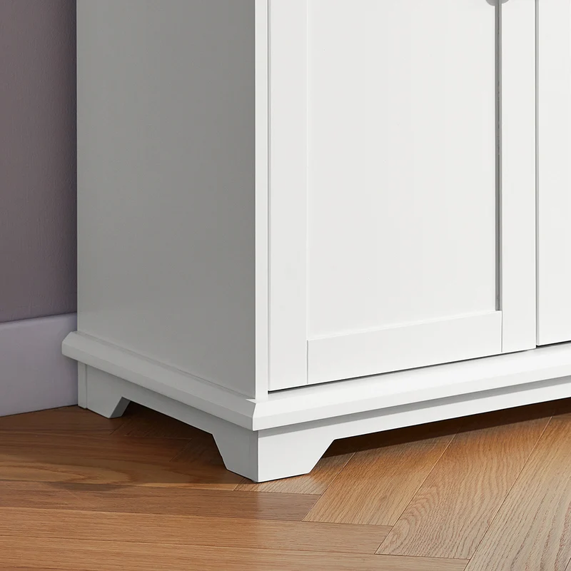 SoBuy FSB76-W Buffet Haut avec 2 Portes Vitrées, 2 Portes et 2 Tiroirs – L75×P40×H175 cm, Charge 100 kg, MDF E1, Blanc