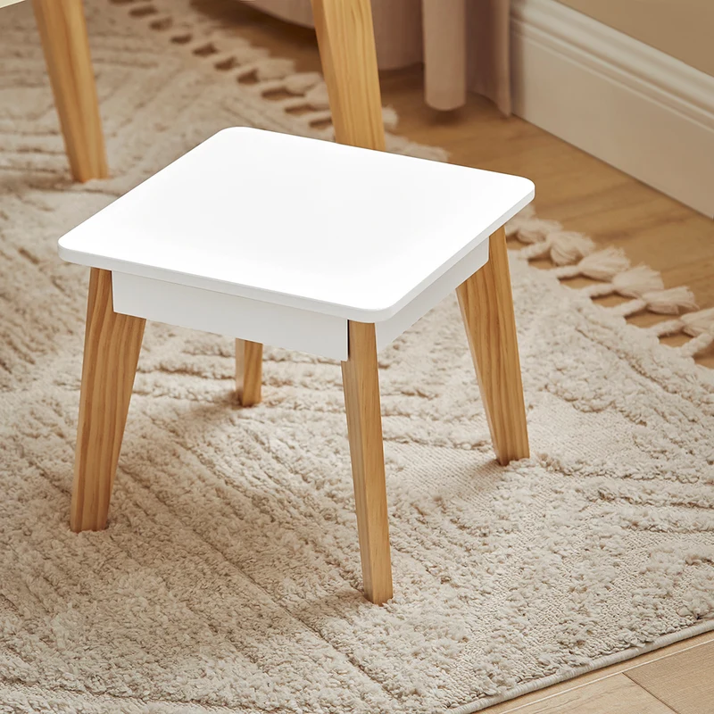 SoBuy KMB92-GR Ensemble Table d’Enfant + 2 Tabourets, Set de 3 Pièces Table à Dessin avec 1 Porte-Rouleau de Papier et 2 Compartiments Ouverts