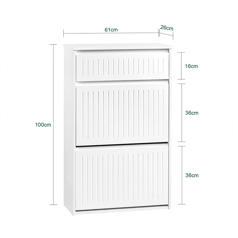 SoBuy FSR165-W Meuble à Chaussures à Abattants 2 Niveaux – Rangement Discret pour Entrée – Blanc