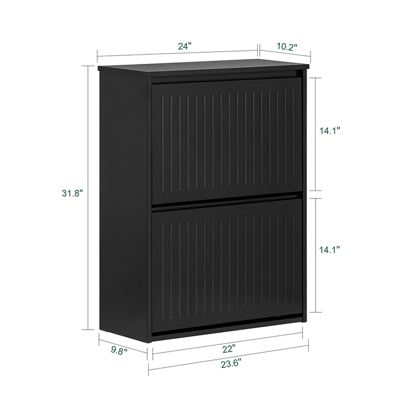 SoBuy FSR165-K-SCH Meuble à Chaussures à Abattants 2 Niveaux – Rangement Discret pour Entrée – 61x26x81 cm Noir