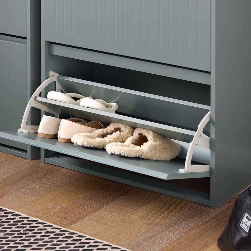 SoBuy FSR165-H-HG Meuble à Chaussures à Abattants 3 Niveaux – Rangement Discret pour Entrée – 61x26x120 cm Gris