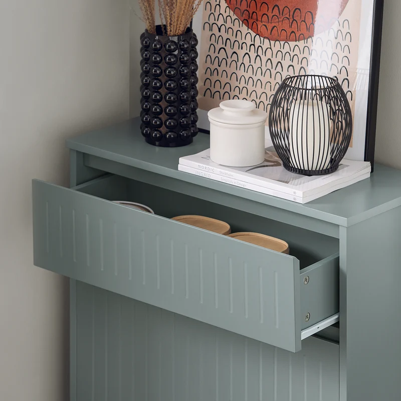 SoBuy FSR165-HG Armoire à Chaussures avec Coussin Rembourré, Coffre 2 Abattants, Capacité 30 kg pour Entrée – Gris