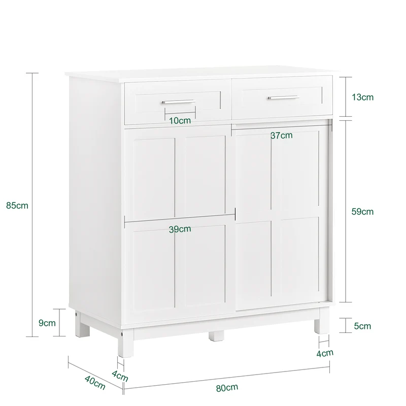 SoBuy FSB84-W Meuble de Rangement Meuble d’entrée Buffet Placard avec 2 Tiroirs et 2 Portes Coulissantes