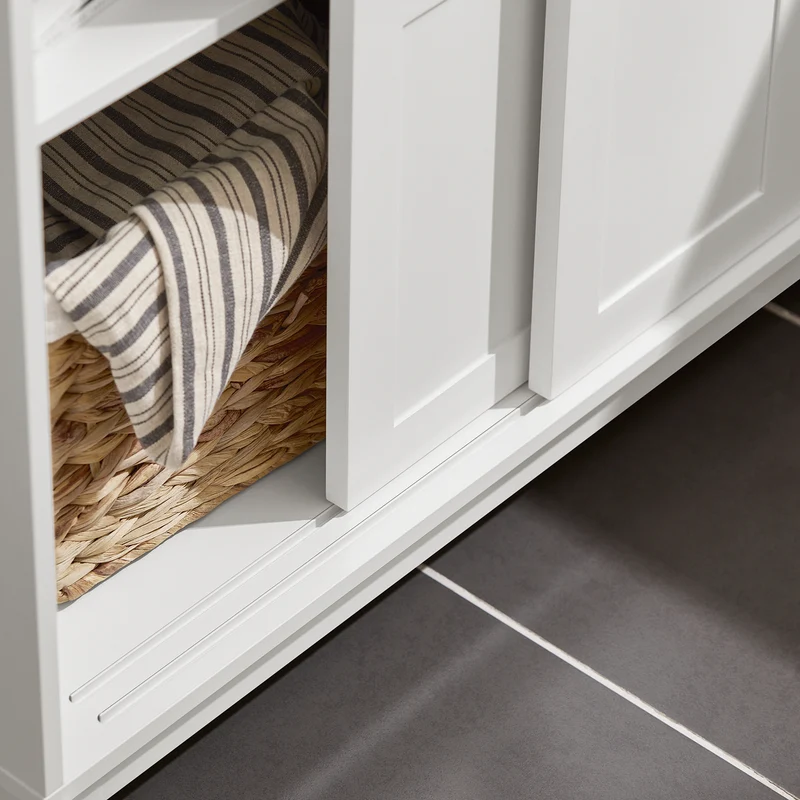 SoBuy FSB84-W Meuble de Rangement Meuble d’entrée Buffet Placard avec 2 Tiroirs et 2 Portes Coulissantes