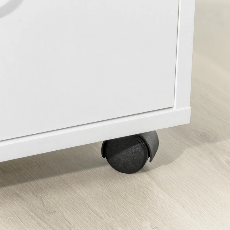 SoBuy FBT106-W Support Imprimante Roulant Bureau Mobile Caisson Meuble de Rangement Bureau avec tiroir et porte Blanc