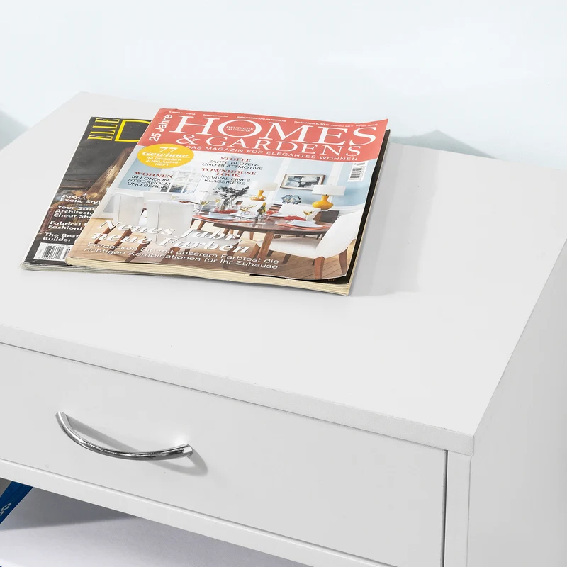 SoBuy FBT106-W Support Imprimante Roulant Bureau Mobile Caisson Meuble de Rangement Bureau avec tiroir et porte Blanc