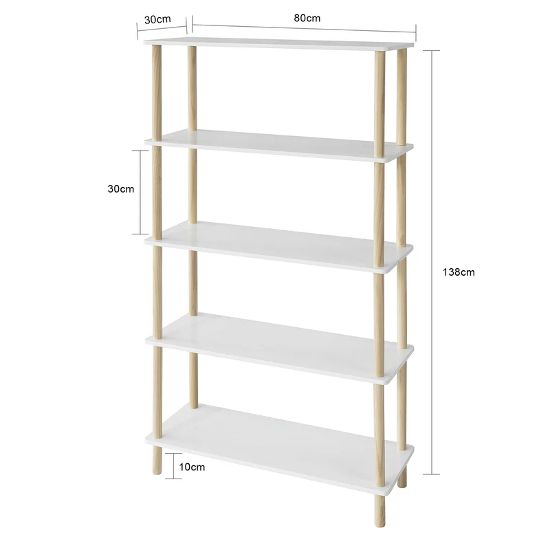 SoBuy STR04-WN Étagère de rangement Bibliothèque Étagère avec 5 tablettes Étagère de cuisine