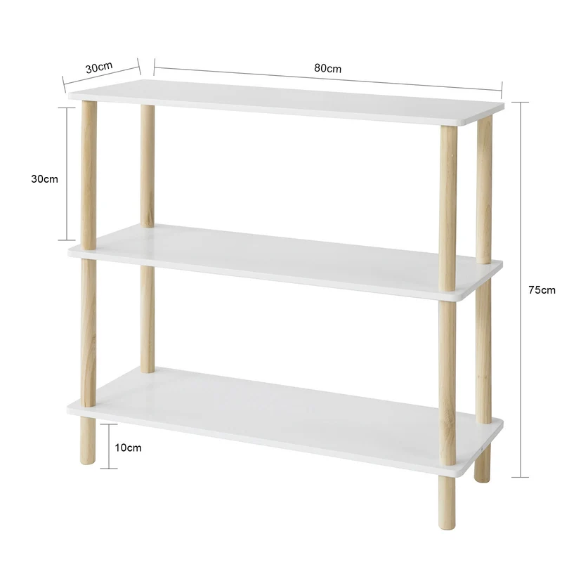 SoBuy STR02-WN Étagère de Rangement Bibliothèque Étagère avec 3 tablettes Étagère de Cuisine Étagère Polyvalente