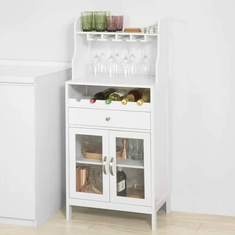SoBuy FSB24-W Buffet Commode Armoire de Rangement avec Porte-Bouteilles